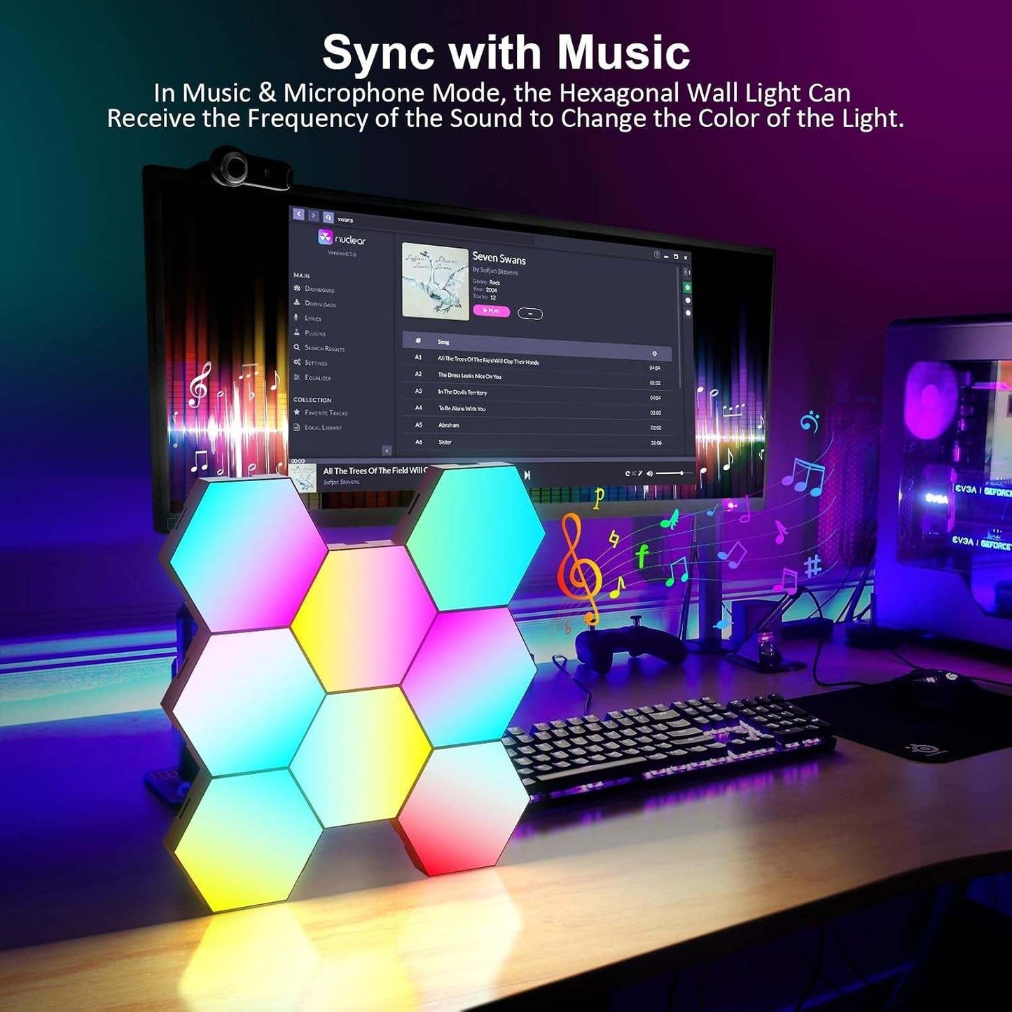 8 Pack Hexagon Lights Wall RGB Panel - Hexagonal Led Lights Room Decor Wall Lights Gifts for Men/Women Honeycomb Shape Panels Hexagon Gaming Led Lights for Bedroom Children