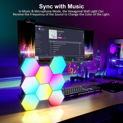 8 Pack Hexagon Lights Wall RGB Panel - Hexagonal Led Lights Room Decor Wall Lights Gifts for Men/Women Honeycomb Shape Panels Hexagon Gaming Led Lights for Bedroom Children