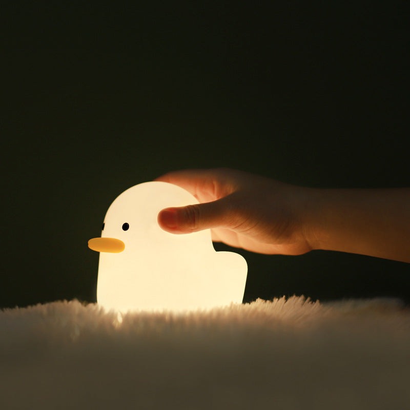 Nordic cute lovely cartoon dull duck LED silicone night light with USB charging for kids room bedside bedroom
