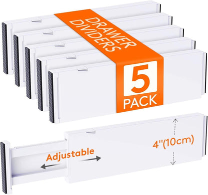 5 pack 4 inch high adjustable drawer dividers for organizing drawers