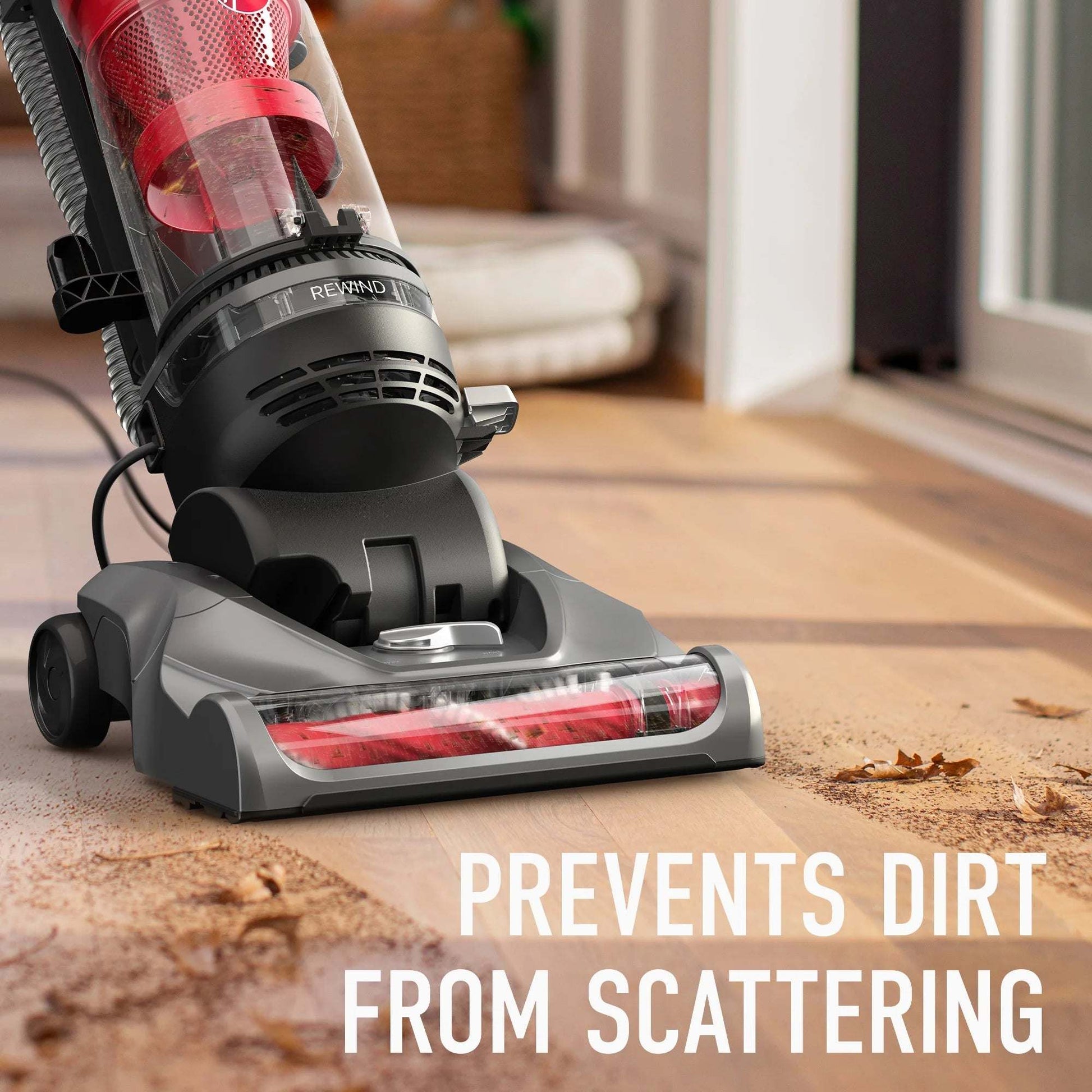 Rewind Pet Bagless Upright Vacuum Cleaner, Pet Friendly, Automatic Cord Rewind, Multi-Surface and above Floor Cleaning, UH77410V, Gray & Red
