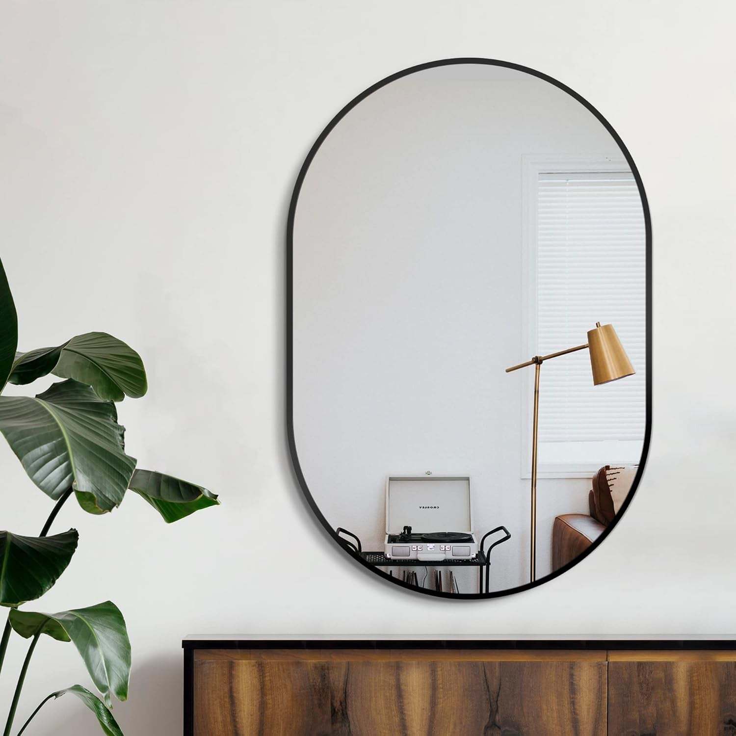 Bathroom Vanity Mirror for Wall, 36''X24'' Black Oval Bathroom Mirror for over Sink, Bedroom, Living Room, Entryway, HD Tempered Glass, Wall Mounted Horizontally or Vertically