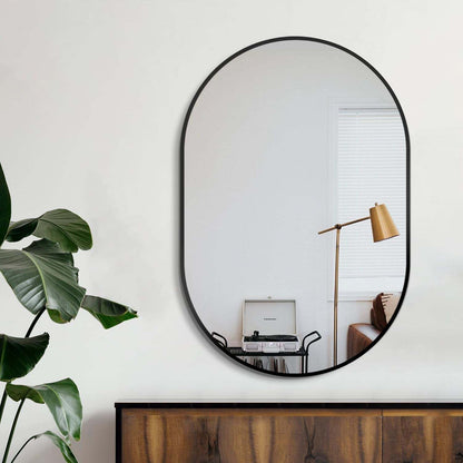 Bathroom Vanity Mirror for Wall, 36''X24'' Black Oval Bathroom Mirror for over Sink, Bedroom, Living Room, Entryway, HD Tempered Glass, Wall Mounted Horizontally or Vertically
