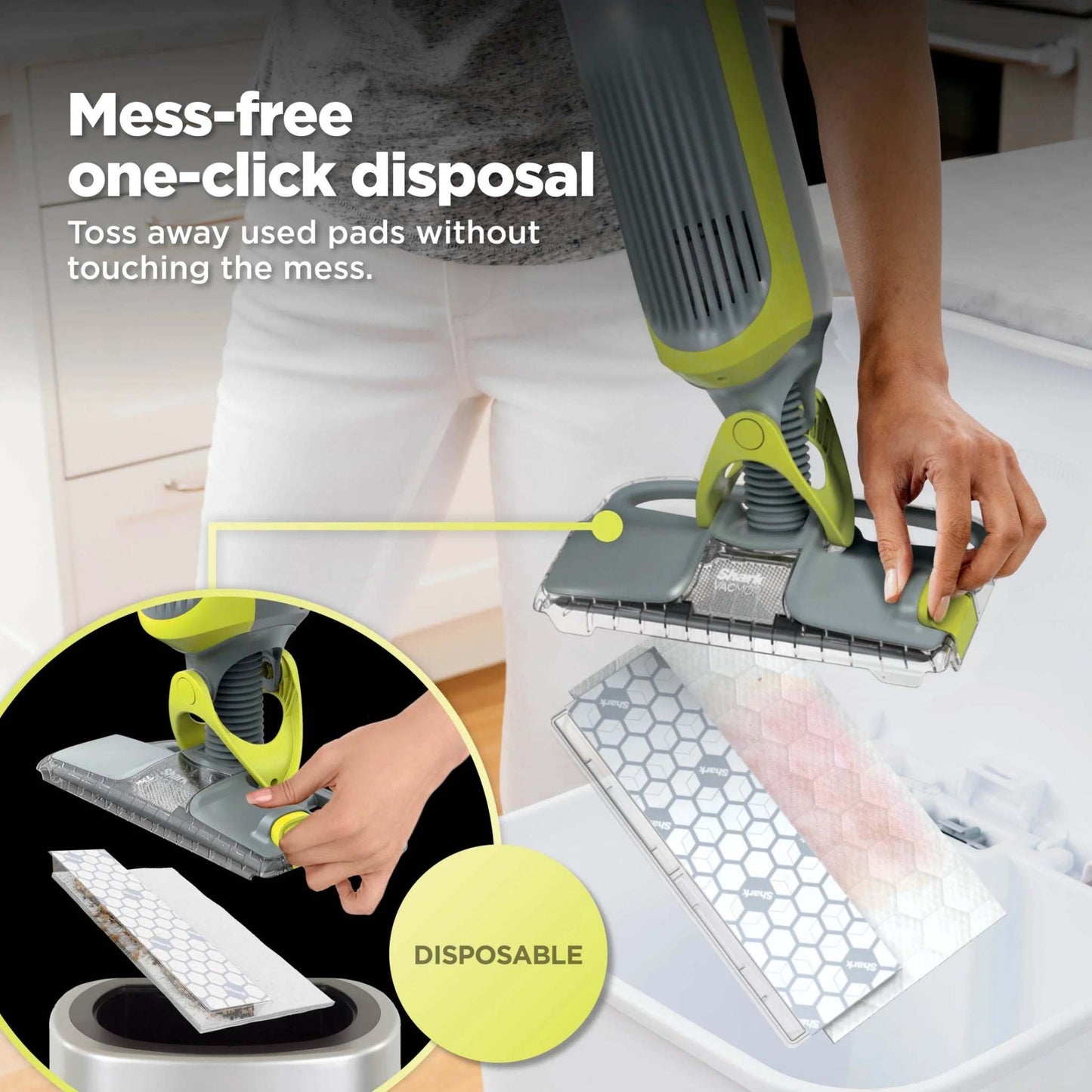 VACMOP Cordless Hard Floor Vacuum Mop, for Tile, Vinyl, Laminate, Wood, with (4) Disposable VACMOP Pads, 12-Oz  Multi-Surface Cleaner, VM200
