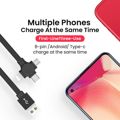 Retractable 4 in 1 Macaron USB cable with Type C, Micro USB, Lightning connectors and phone stand storage box