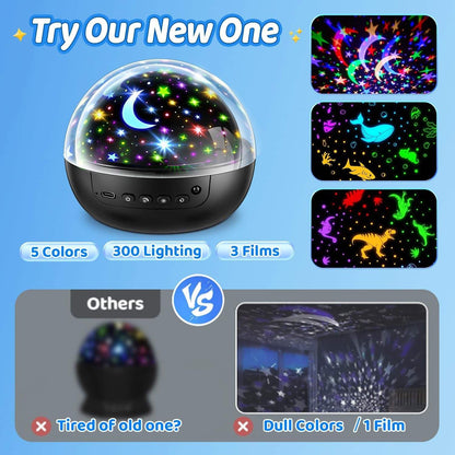 Night Light for Kids,93 Lighting+3 Films Kids Night Light Projector,Remote+Dimmable Star Projector,360° Ceiling Stars Glow in the Dark Stars,Christmas Gifts for 4 Year Old Boy Birthday Gift